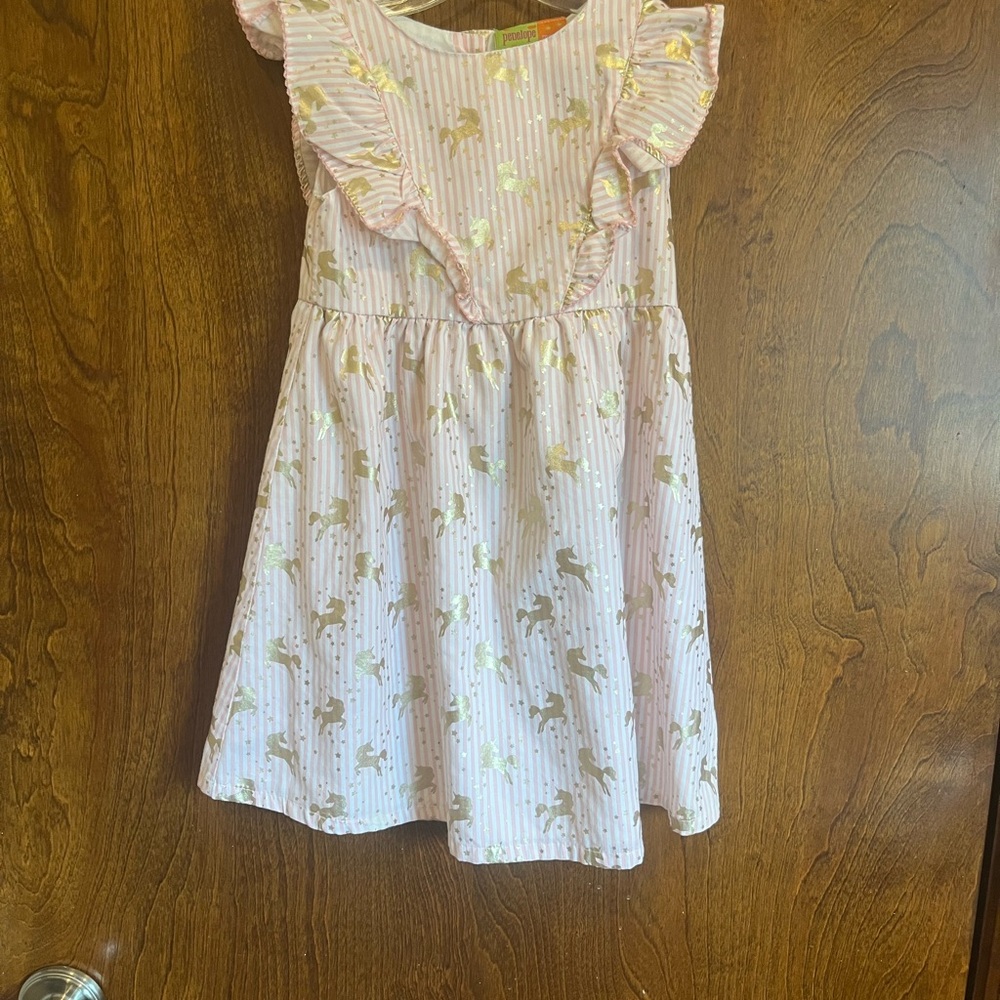 Penelope Mack Pink Dress with Gold Unicorns